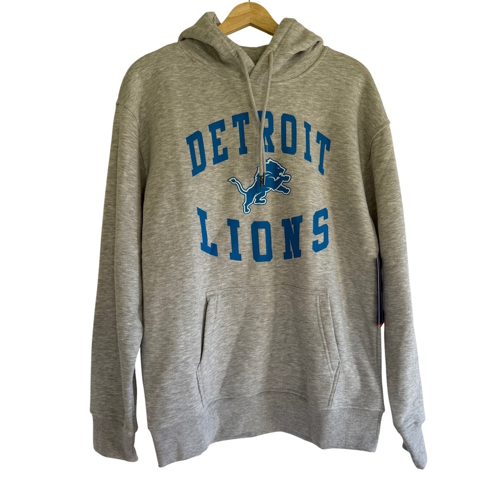 Ultra Game NFL Detroit Lions Mens Medium Heather Gray Pullover Hoodie QHML253FDL